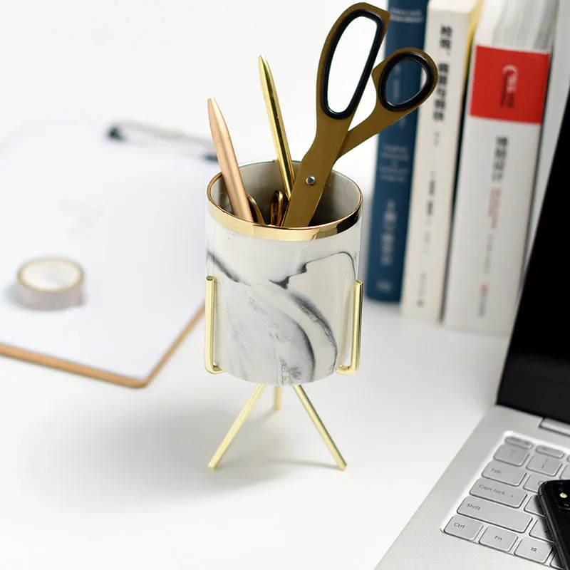 Mini Marble Pattern Planter with Gold Stand