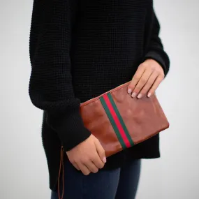 PREPPY STRIPE ZIPPERD CLUTCH