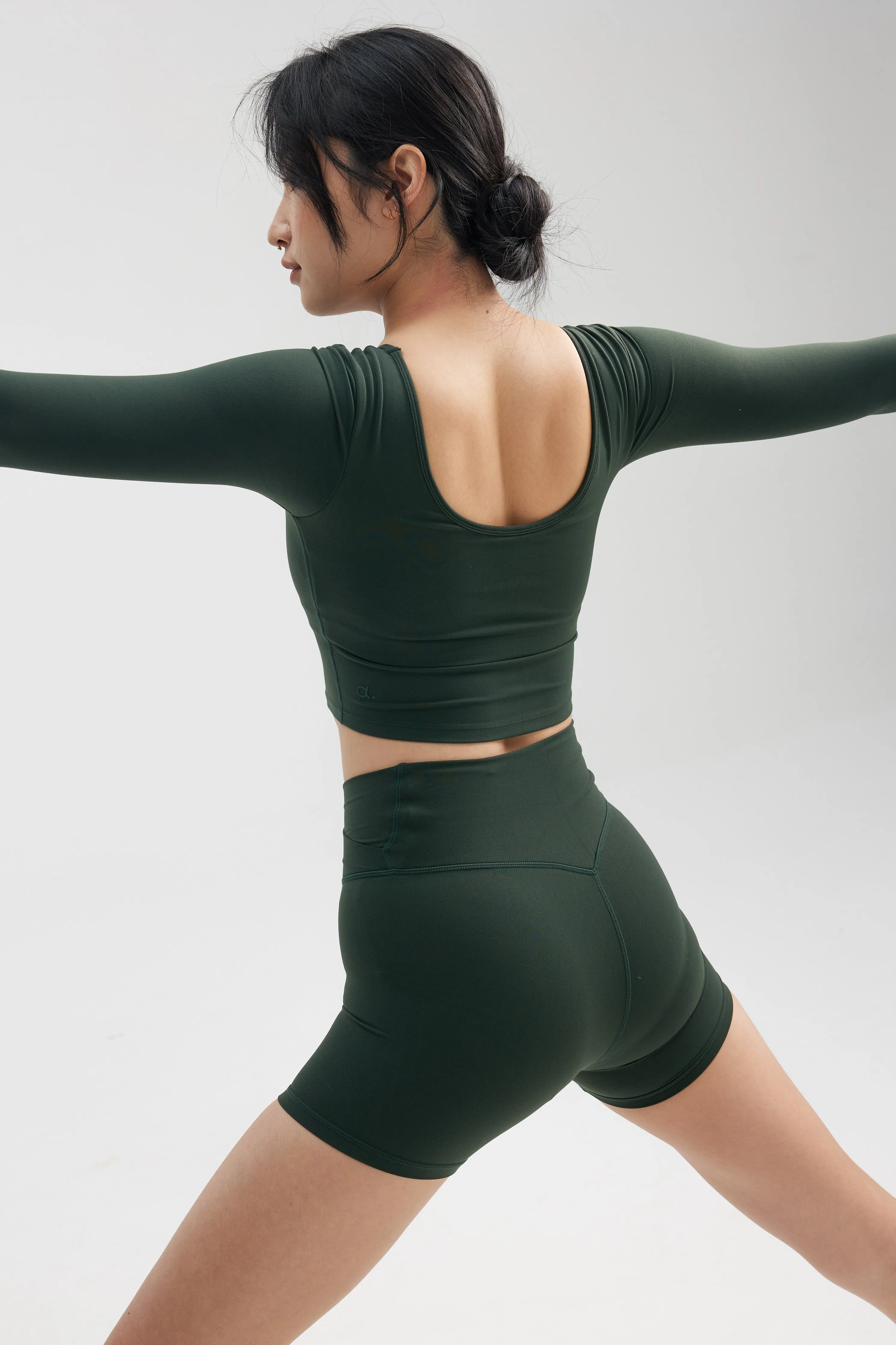 Reversible Long Sleeve Crop in Basil [XS only]