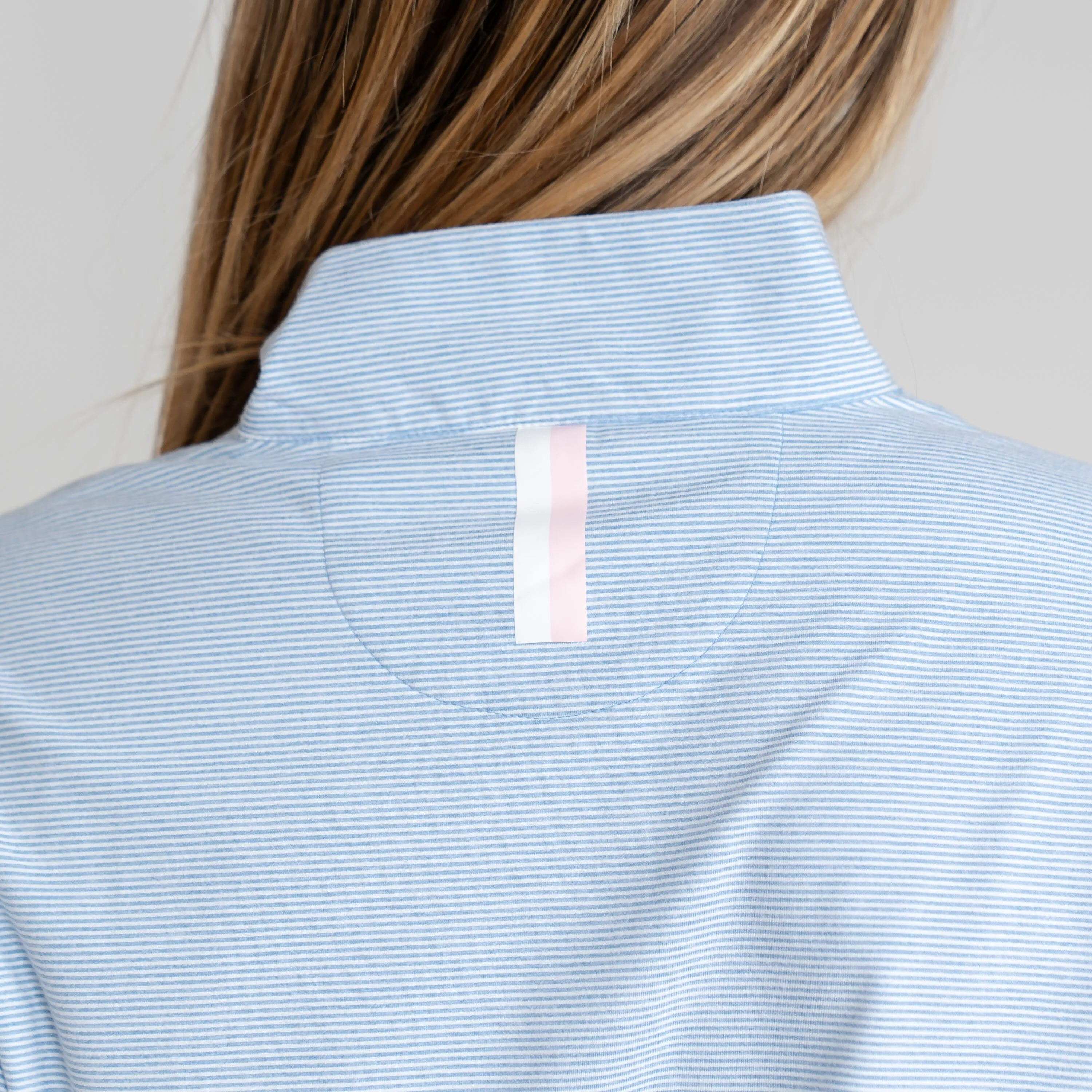 Riva Heather Stripe Performance Q-Zip | The Riva Heather Stripe - Beluga Blue/White