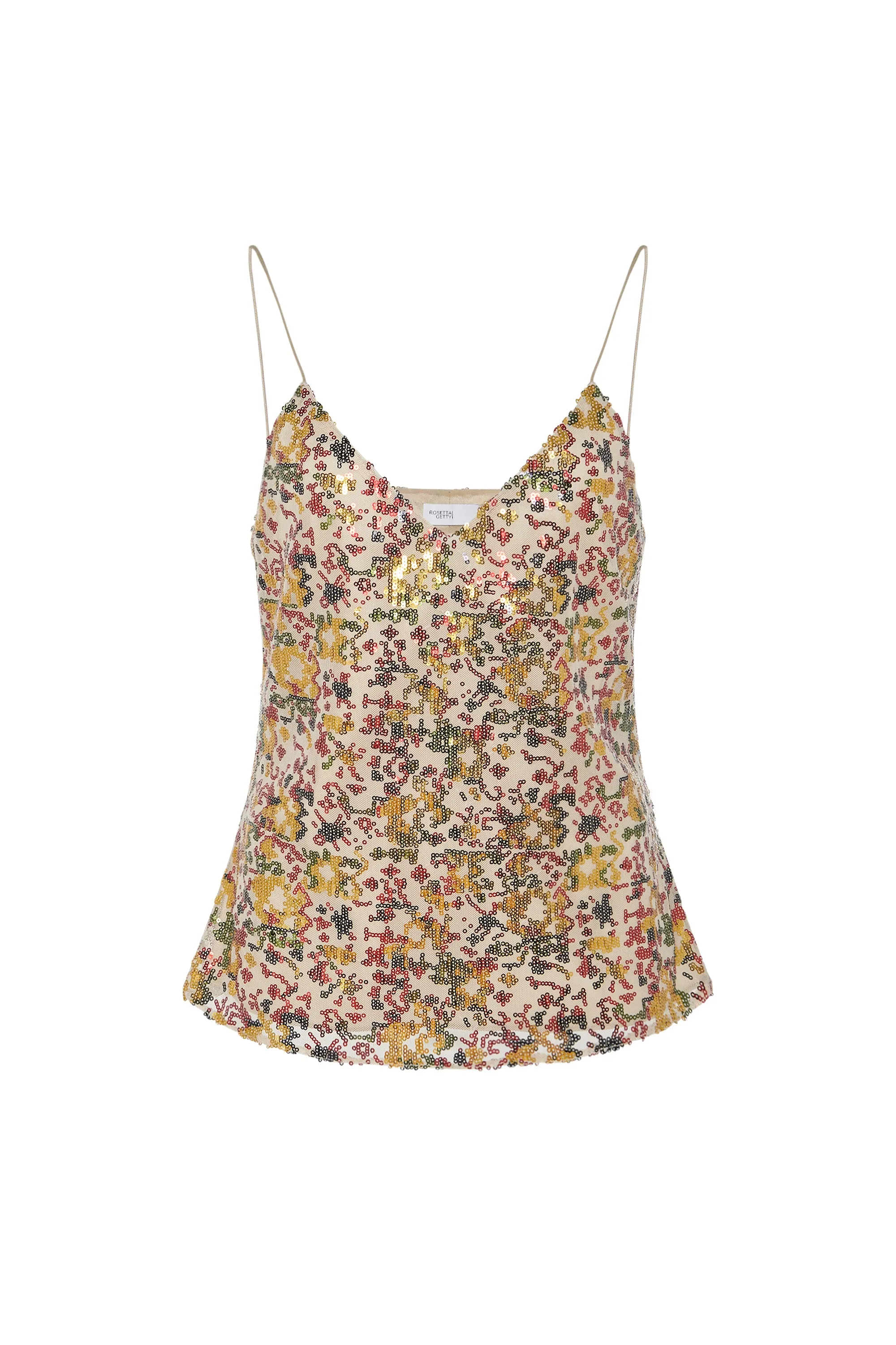 SEQUIN CAMISOLE - SEQUIN CROSS STITCH MESH