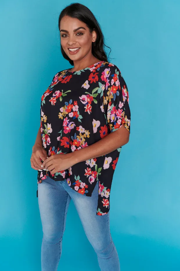 Serena Black Blossom Top