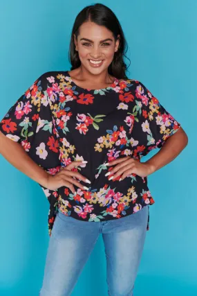 Serena Black Blossom Top