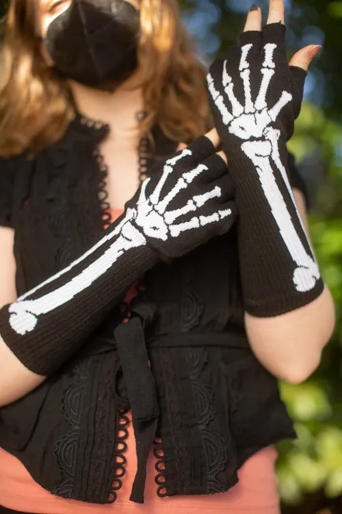 Skeleton Fingerless Gloves