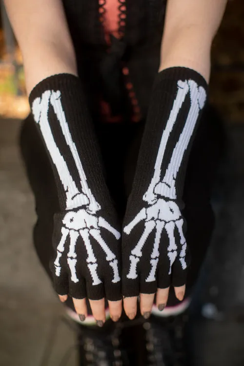 Skeleton Fingerless Gloves