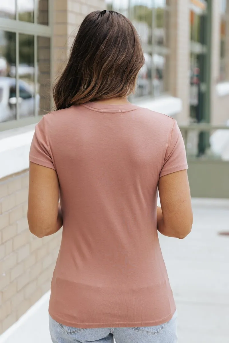 Slim Fitted Short Sleeve T-Shirt - Terracotta - FINAL SALE