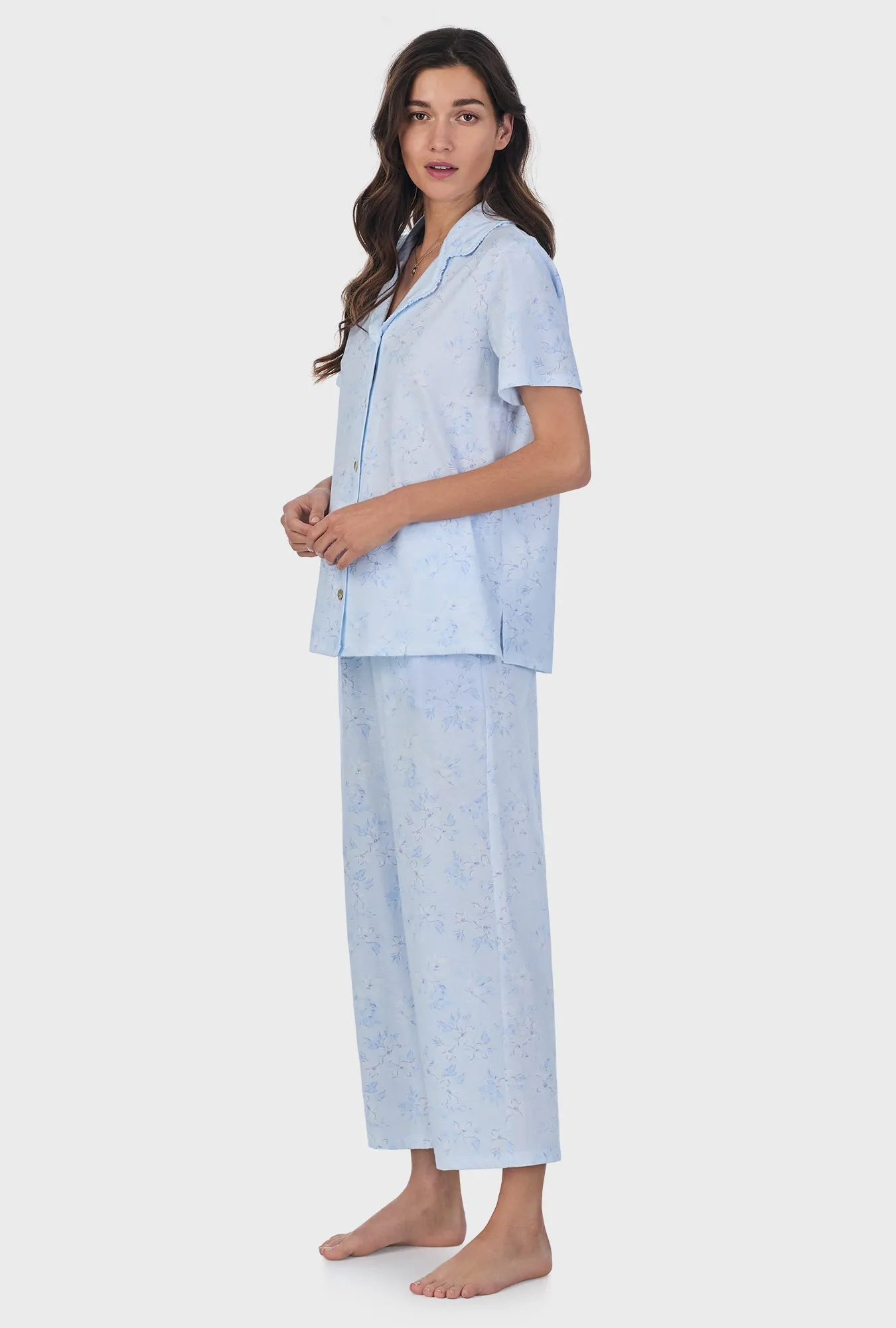 Summer Magnolia Cotton Capri Pajama Set