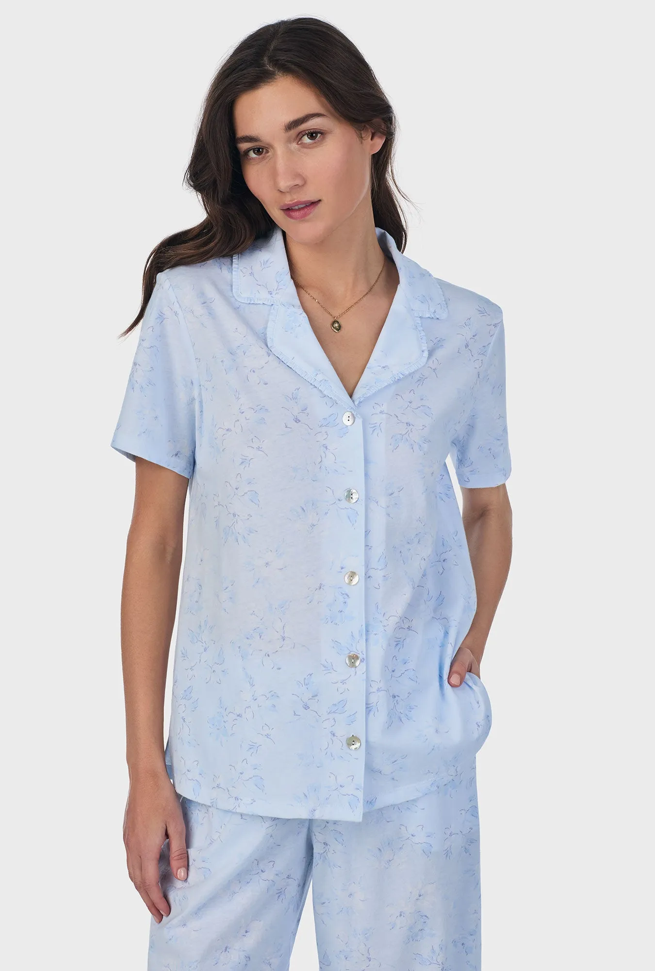 Summer Magnolia Cotton Capri Pajama Set