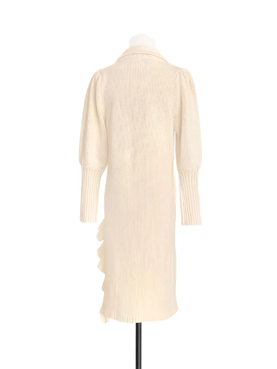 Surprise Sale! Ivory Wool & Cashmere Ruffle Slit Longline Cardigan