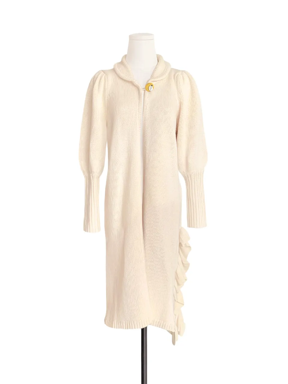 Surprise Sale! Ivory Wool & Cashmere Ruffle Slit Longline Cardigan