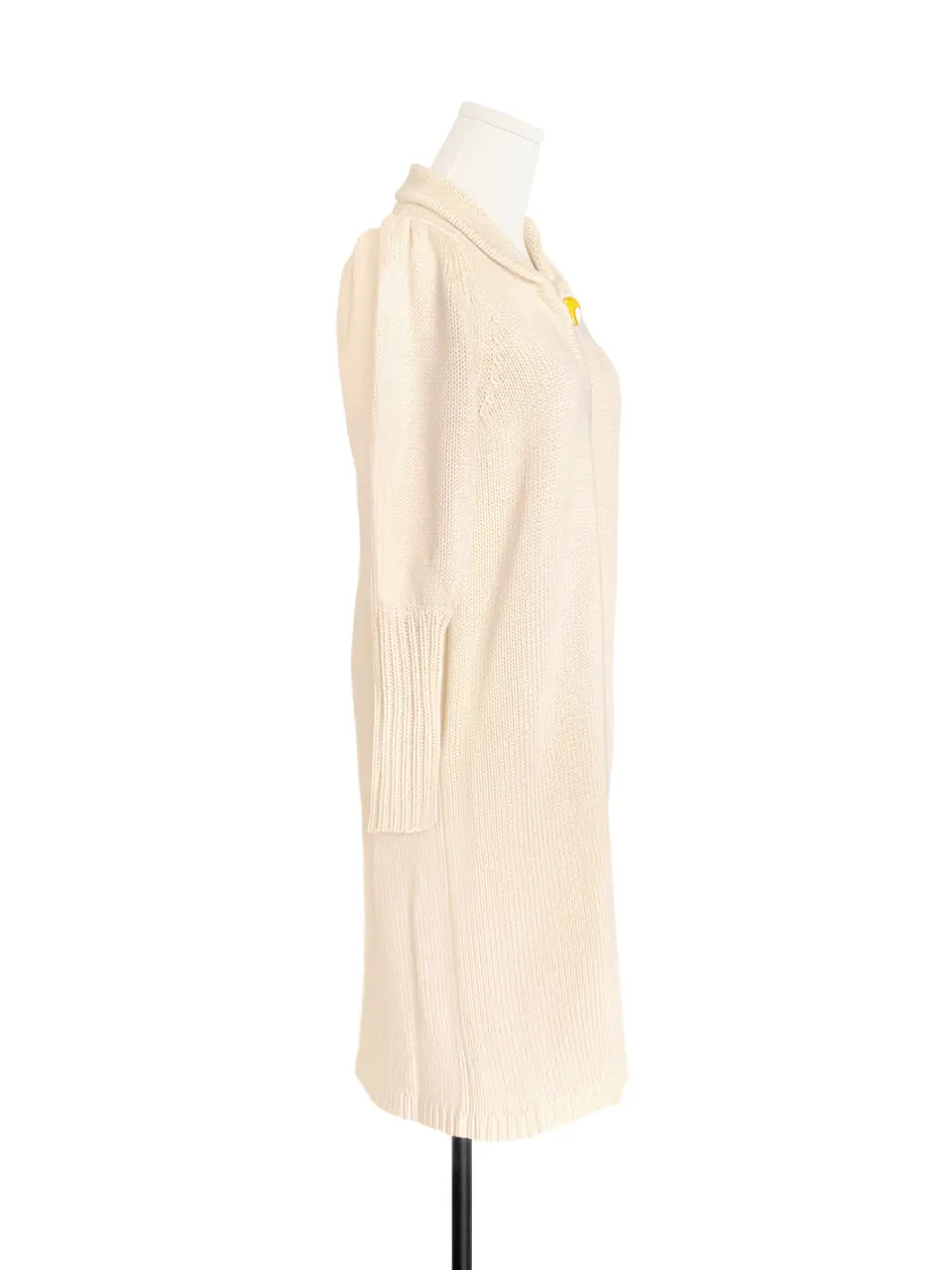 Surprise Sale! Ivory Wool & Cashmere Ruffle Slit Longline Cardigan