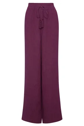 Tahiti Pant - Eggplant Crinkle Linen